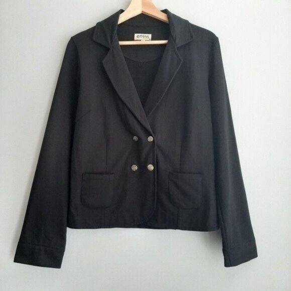 ETHOS \ Paris Blazer Jacket Organic Cotton Black Sz M - Picture 2 of 11